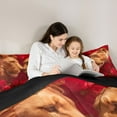 thumbnail image 5 of Homewish Romantic Lion Animal Queen Comforter Set, Rose Floral Flower Bedding Sets, Couple Valentine's Day Reversible Bedding Comforter Set, Breathable Home Decor, 3pcs, 5 of 8