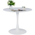 thumbnail image 3 of Bestco Round Dining Table, 36 Inch Tulip Table with MDF Top and Steel Base, Small Pedestal Table, White, 3 of 11
