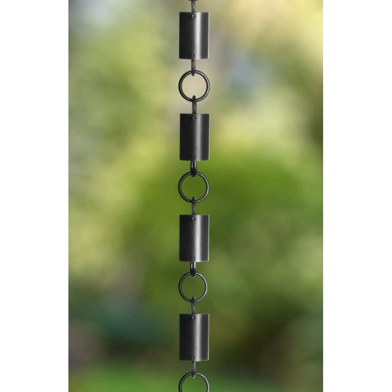Monarch Rain Chains Aluminum Cylinder Rain Chain Replacement Downspout for Gutters 8.5 ft Lgth Blk