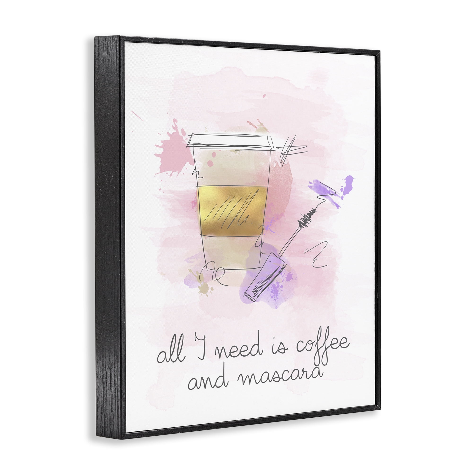 Stupell Industries Need Coffee & Mascara Food & Beverage Painting Black Framed Art Print Wall Art, 24 x 30