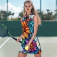 thumbnail image 2 of Yuyamidu Hippie Vintage Floral Golf Dress for Women Size XS with Built-in Shorts Active Exercise Athletic Dresses for Women Zipper Collared Sports Activewear Dress with Pockets, 2 of 7