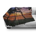 thumbnail image 3 of Tropical Soft Flannel Fleece Throw Blanket, Exotic Palm Trees Pattern with Beach and Ocean Sunset in Hawaii Summer Season, Cozy Plush for Indoor and Outdoor Use, 50" x 70", Multicolor, by Ambesonne, 3 of 6