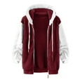 thumbnail image 4 of TQWQT Fleece Coats for Women  Faux Fur Jacket Coat Fuzzy Fleece Jacket Plus Size Zip Up Drawstring Sweatshirt Oversized Light Blue S, 4 of 6