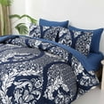 thumbnail image 2 of Navy Blue Paisley 7pcs Comforter King Size Soft Bed in a Bag Microfiber All Ages(104"x90"), 2 of 9