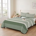 thumbnail image 2 of Quilts King Size Bedding Set, Sage Green Stripe Lightweight Quilted Comforter, Modern Minimalist Geomertic Striped Beige Soft Bedspread Coverlet with Pillow Covers for All Season, 96" x 106", 2 of 9
