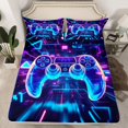 thumbnail image 2 of Homewish 3D Gamepad Player Twin Sheet Sets for Boy, Futuristic Glitter Stripes Twin Fitted Sheet, Video Game Lover Flat Sheet, Microfiber Bedroom Decor, 3pcs, 2 of 7