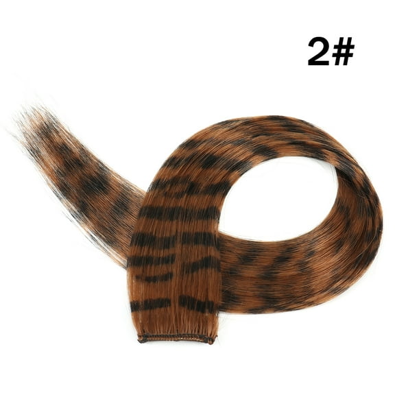 Synthetic Hair Extension18" Long Straight Women High Temperature Clip In Hair Extension Hairpiece Feather Wig Blue Rose Colorful