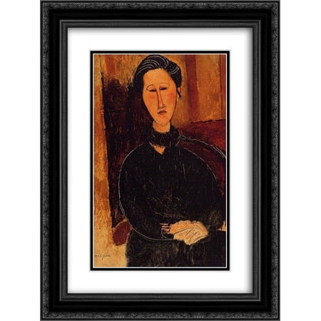 Amedeo Modigliani 2x Matted 18x24 Black Ornate Framed Art Print 'Anna (Hanka) Zabrowska'