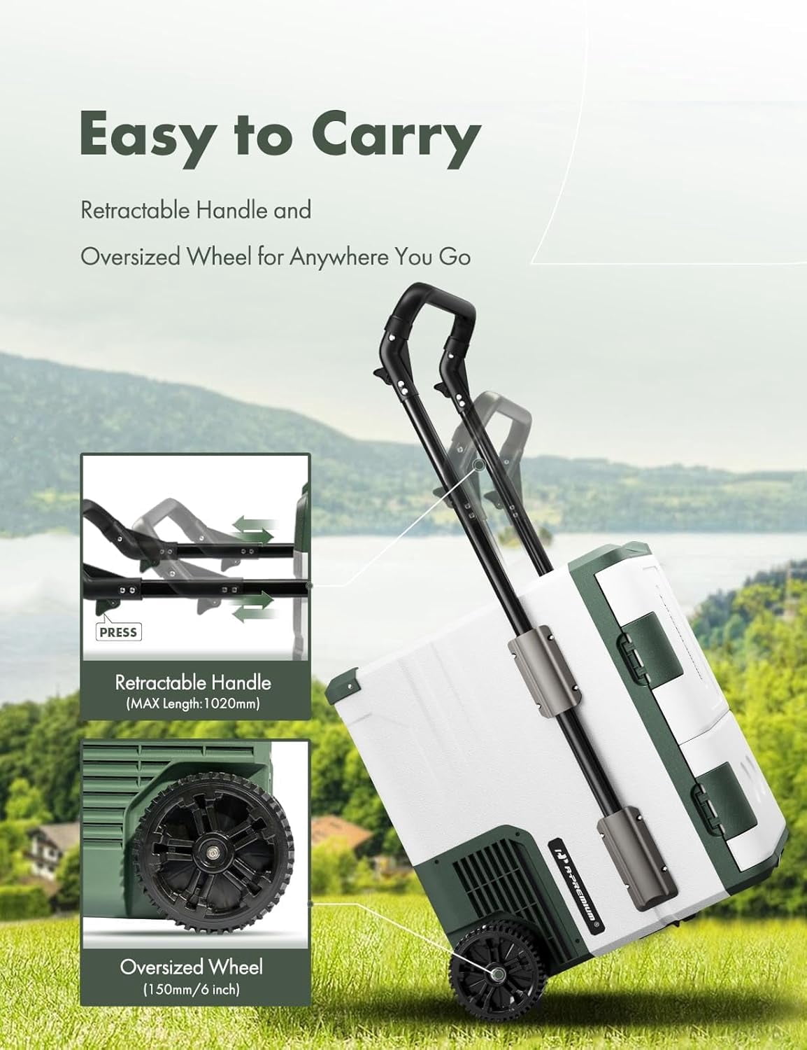 A-Premium 12 Volt Refrigerator 57QT/54.2L Portable Car Fridge Cooler, -4°F~68°F Separated Zone Portable Freezer APP Control with 12/24V DC & 110/240V AC Adapter,for Travel Car Camping Truck Roadtrips