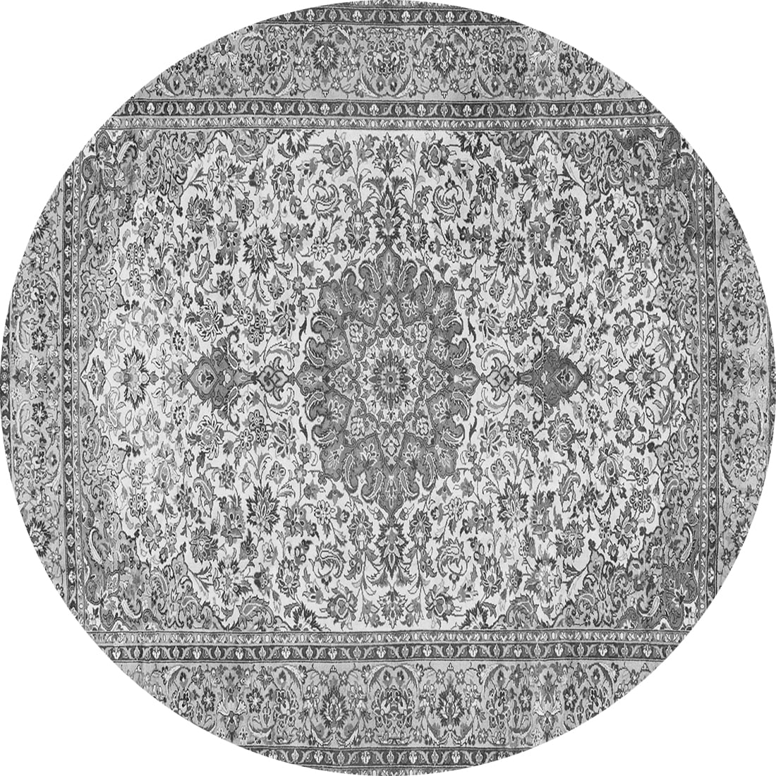 Ahgly Company Indoor Round Medallion Gray Traditional Area Rugs, 8
