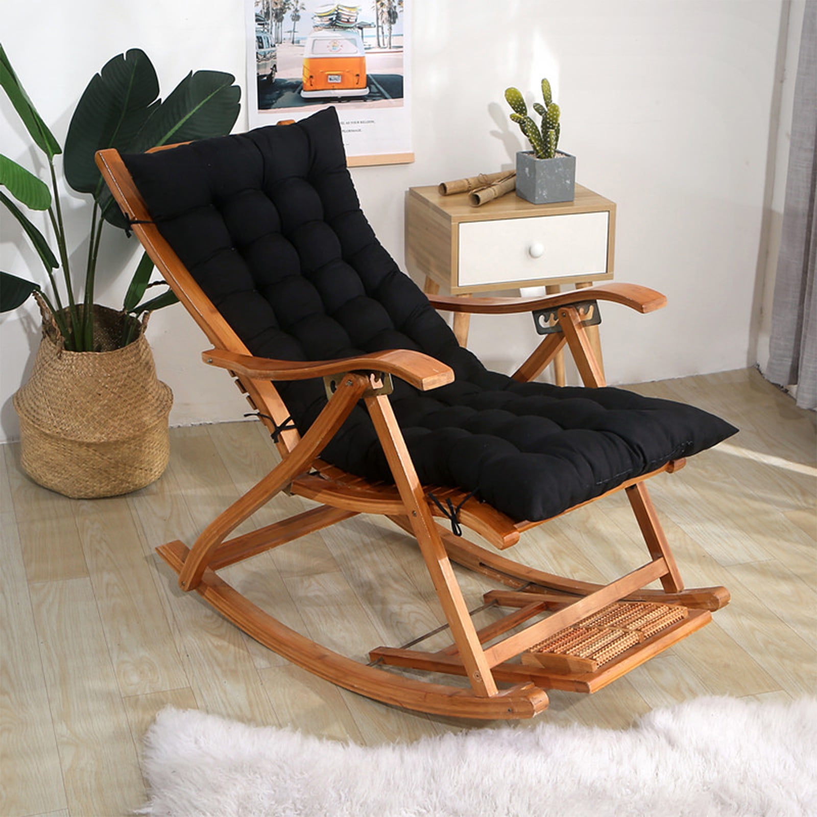 HOARBOEG Rocking Chair Cushions Indoor, Outdoor Rocking Seat Cushions Tufted Corduroy Seat Pad Plush Seat Pad, One-piece Cushions with Backrest for Living Room, Tatami & Home, 15.75*43.31in
