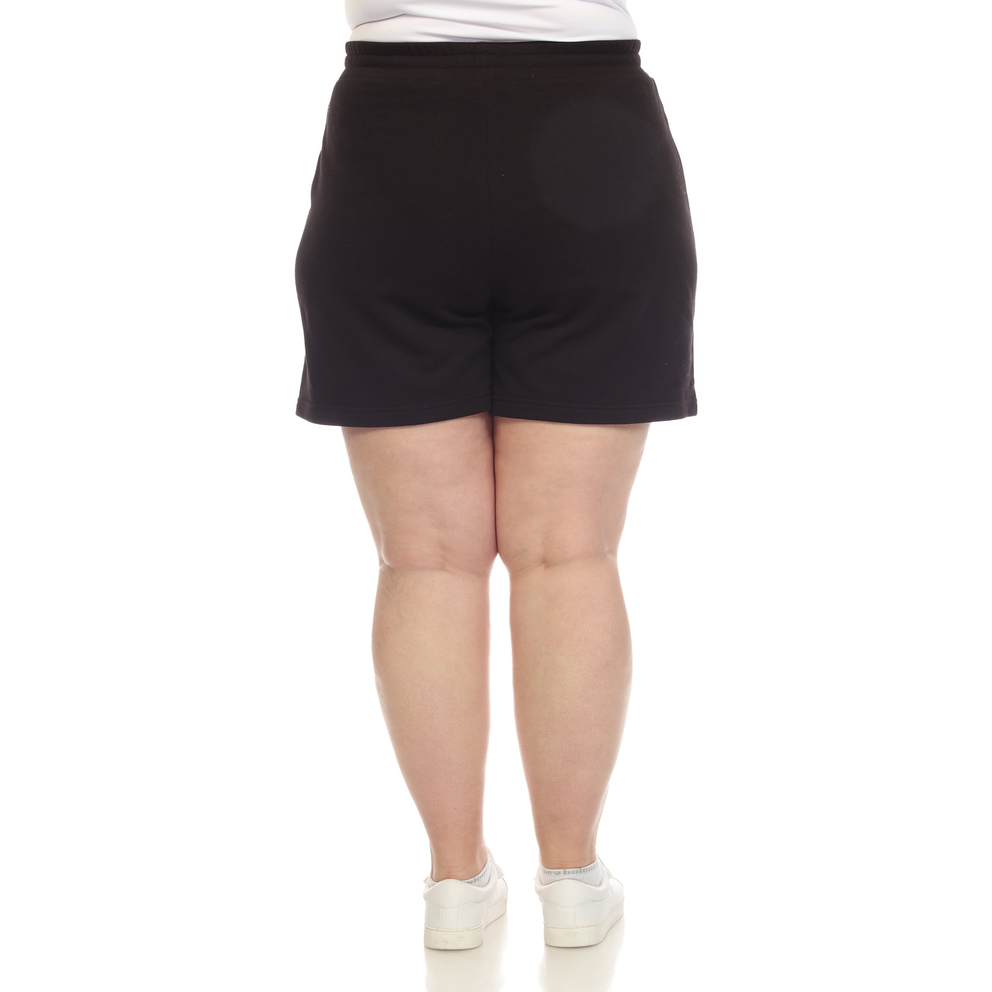 White Mark Women's Plus Size Super Soft Drawstring Waistband Sweat Shorts