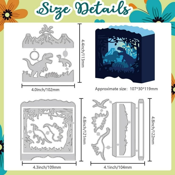 3D Layered Dinosaurs Cutting Dies Dinosaur Theme Card Making Die Stencil Carbon Steel Die Cuts Scrapbooking Embossing Template Dies for Greeting Cards Craft Paper Album Invitation Decor