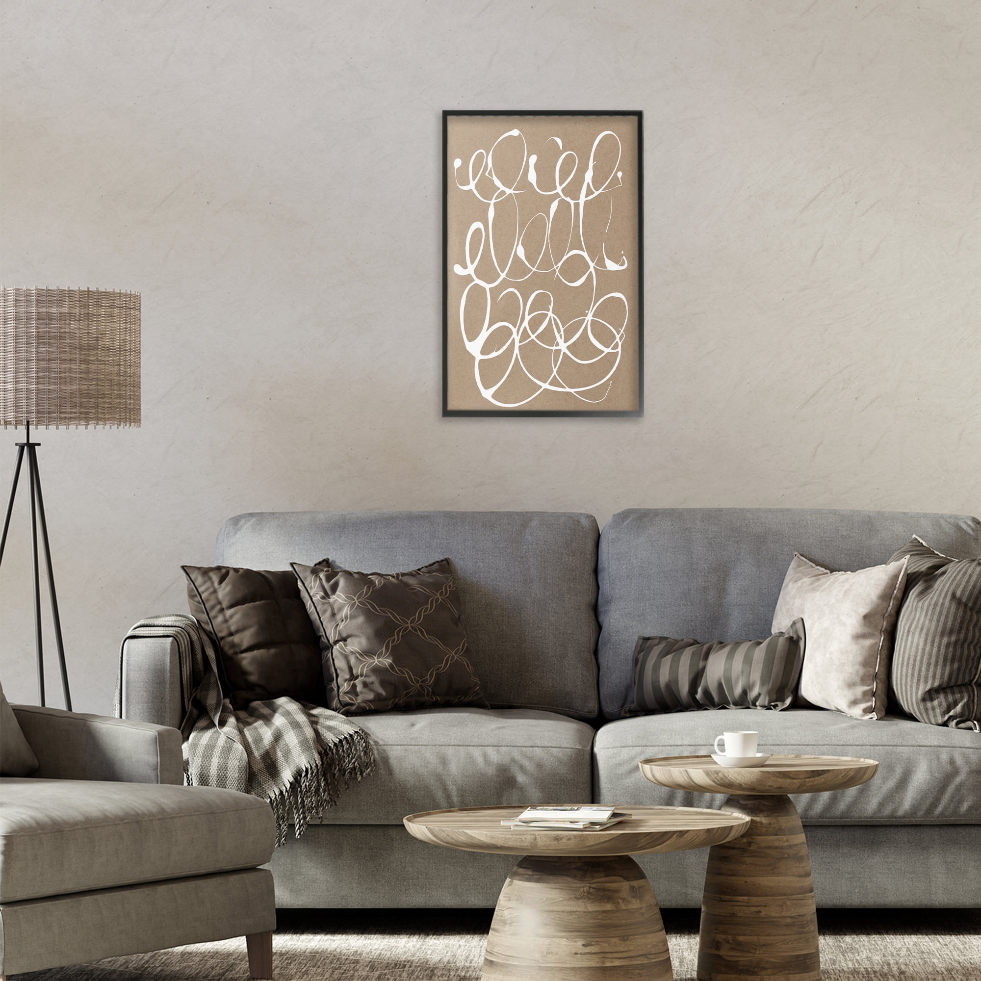 Stupell Industries Scribbled Taupe Circles Black Framed Giclee Art, design by Susan Bryant