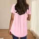 thumbnail image 4 of Camisetas Casuales de Mujer Cuello Redondo de Color Sólido con Diseño de Manga de Botón Ahuecado, Camiseta de Verano Ligera para Uso Diario, 4 of 9