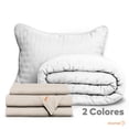 thumbnail image 3 of Set de 5 Piezas Edredón Ligero y Sábanas Individual Dreamlab, Colcha para Cualquier Temporada, Hipoalergénica, Diseño Trébol Blanco, Beige, 3 of 9
