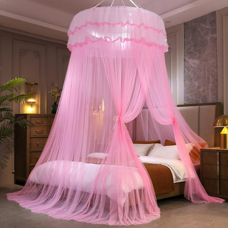 Mosquito Net Canopy Bed Curtains Dome Princess Stars Bed Tent for Girls  Boys Kids Double Twin Full Queen Size Bed, Room Decor, Pink