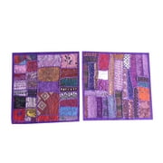 Mogul Designer Pillow Sham Purple Embroidery Patchwork Throw Cushion Cover Bohemian Interior 16X16