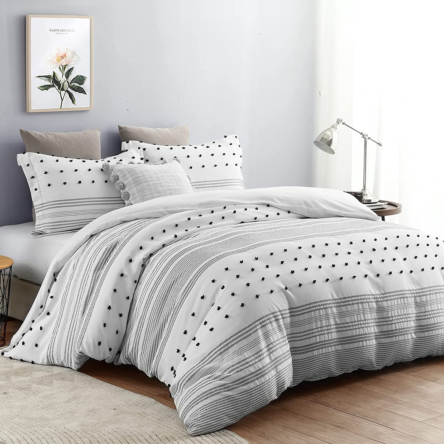Tufted Duvet Cover Set King Size, 3 