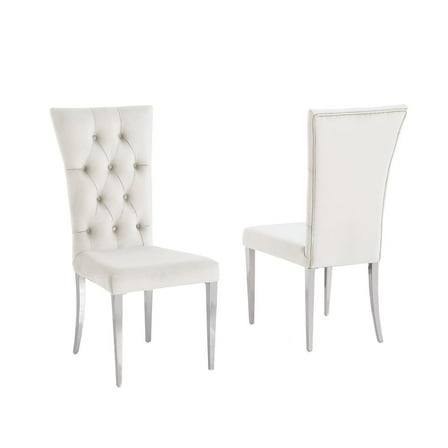 Terracotta Beige Velvet Dining Chairs in Silver (Set of 2)