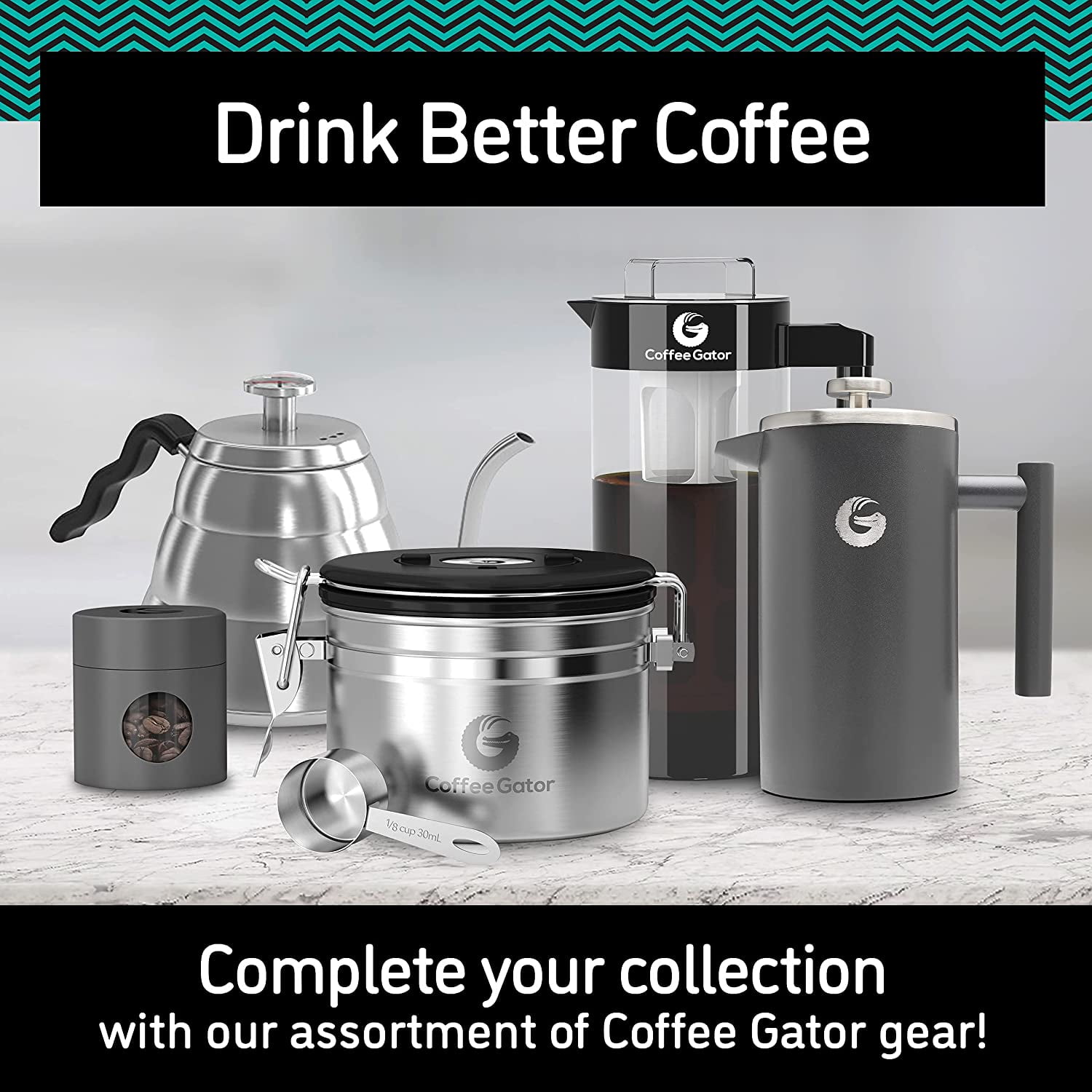 Coffee Gator Large Stainless Steel Cafetiere Coffee Maker - Vacuum  Insulated French Press - with Mini Storage Canister - 1 Litre, Stainless  Steel 