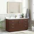 thumbnail image 3 of Vinnova San 60" Single Sink Wood Bath Vanity with Mirror in Natural Walnut/White, 3 of 16