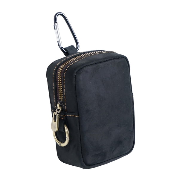 Bolsa de cinturón con cremallera, monedero informal con trabilla para cinturón, riñonera pequeña Negro
