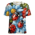 thumbnail image 5 of Ladybugs Floral Garden-2 T Shirts Basic T-Shirt Short Sleeve Ladies Tee Shirt Summer Graphic Clothing, 5 of 6