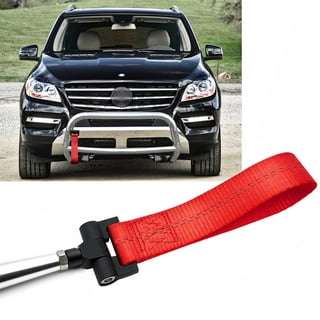 Xotic Tech 1x JDM Sports Hot Red High Strength Racing Tow Strap Set For  Front Rear Bumper Towing Hook 