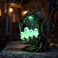thumbnail image 4 of Cififendec Halloween Lighted Ghost Swing Lamp, 7.87"×3.93", Resin Moss Twisted Tree Spider Web Statue for Spooky Bar Counter Display, Nighttime Ambient Lighting, 4 of 5