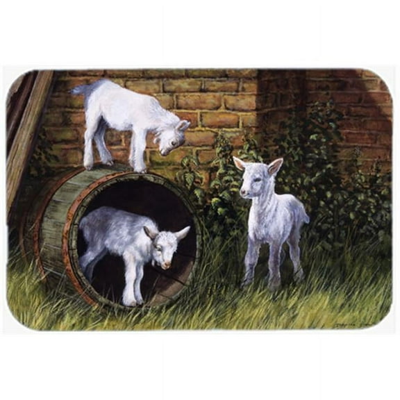 Goats by Daphne Baxter Glass Large Cutting Board
