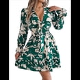 thumbnail image 3 of Vestido de Verano de Tirantes Acampanado con Cuello en V y Mangas Largas para Mujer Verde M, 3 of 9