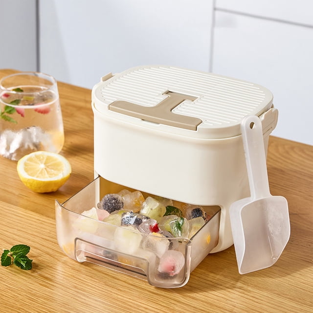 Portable Ice Maker for Freezer, Countertop Ice Maker Machine with Handle, Plastic Ice Bucket for Home, B