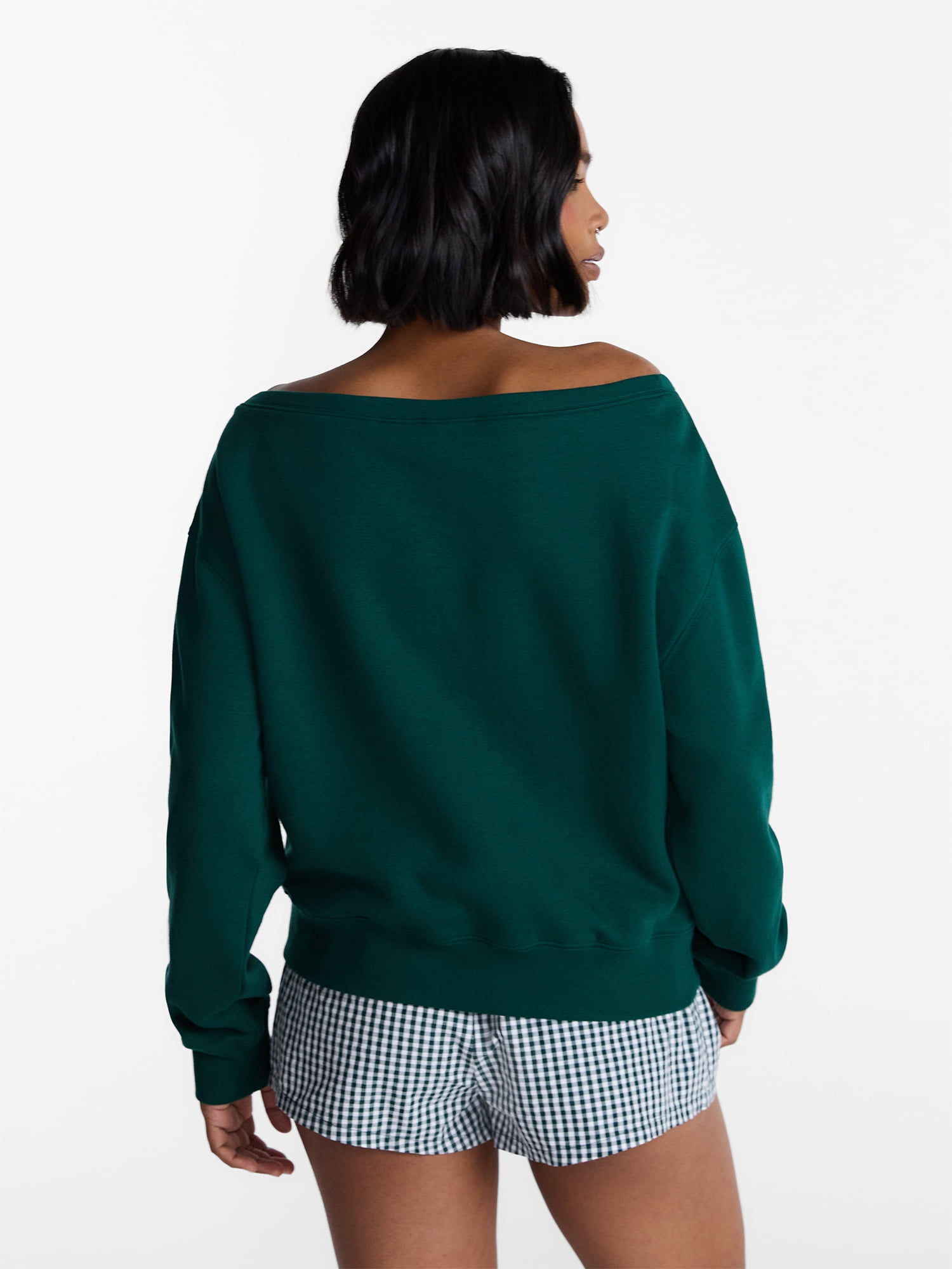 No Boundaries Off the Shoulder Sweatshirt with Long Sleeves, Midweight, Women’s XXS-4X