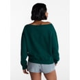 thumbnail image 3 of No Boundaries Off the Shoulder Sweatshirt with Long Sleeves, Midweight, Women’s XXS-4X, 3 of 5