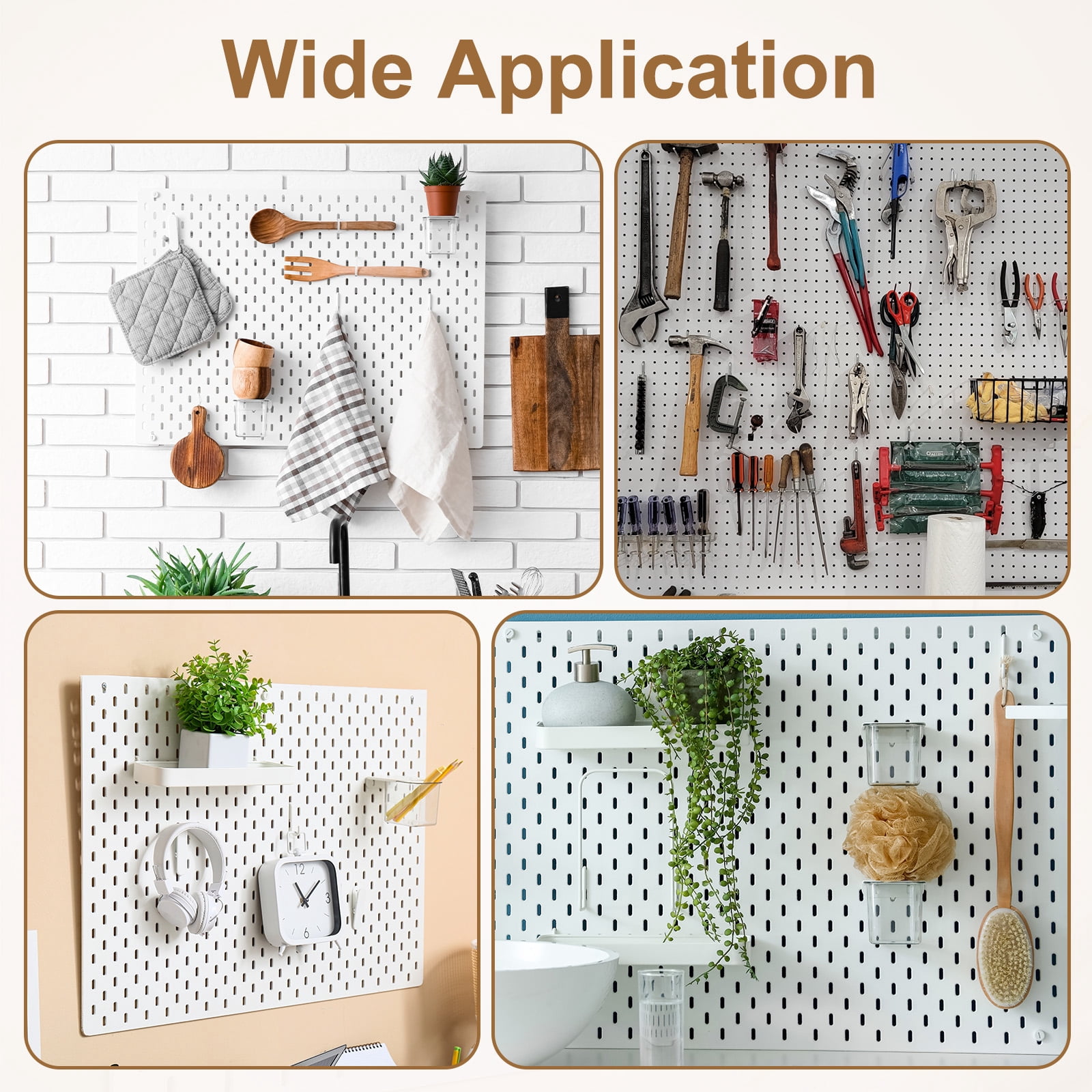 Uxcell 50 Pack Pegboard Hooks, 6 Inch Durable Plastic Pegboard Display Hooks Peg Board Organizer Accessories for Garage Craft Organization Wall Shop Gridwall Jewelry, White