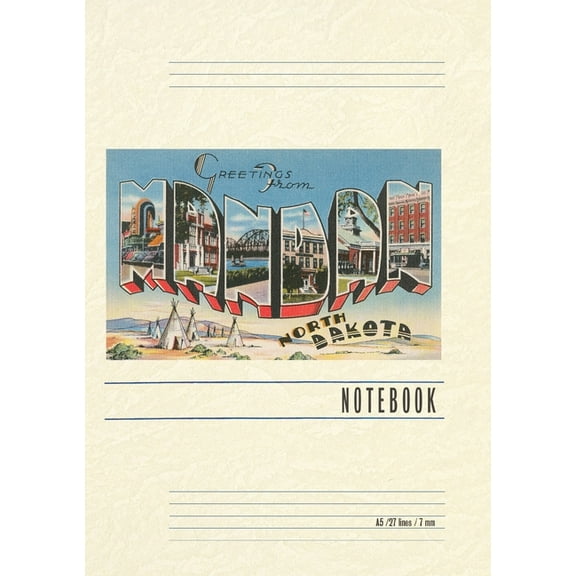 Vintage Lined Notebook Greetings from Mandan, North Dakota, (Paperback)