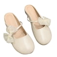 thumbnail image 3 of Zapatillas de verano para niñas, medias zapatillas planas con decoración de lazo, cabeza redondeada, color puro, suaves, de tacón bajo, para compras de fiesta, albaricoque 37, 3 of 14