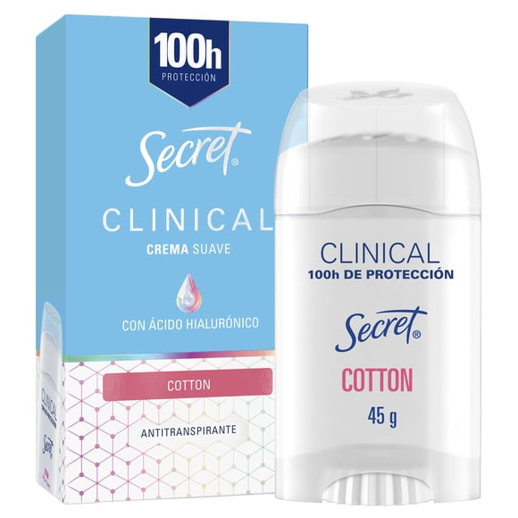 Desodorante Mujer Secret Clinical con Ácido Hialurónico Crema Suave, Cotton 45 gr