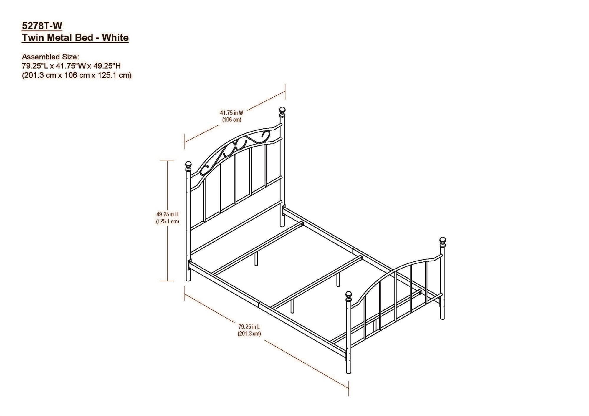 DHP Metal Bed, Bedroom Furniture, Twin Size Frame, White