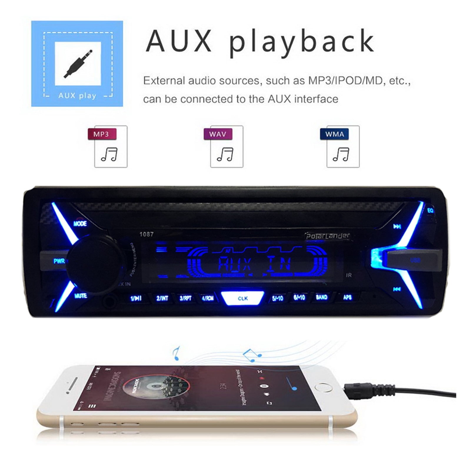 Car Radio Player Stereo Music Player Car Kit In-Dash FM Stereo RDS 1 din AUX/SD/USB MP3 Player Removable Front Panel ,Longer Watching Time