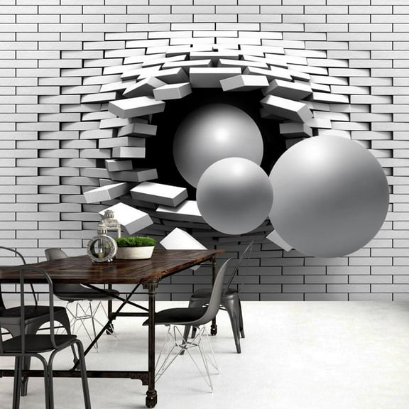 Tiptophomedecor Peel and Stick 3D Illusion Wallpaper Wall Mural - Brick In The Wall - Removable Wall Decals