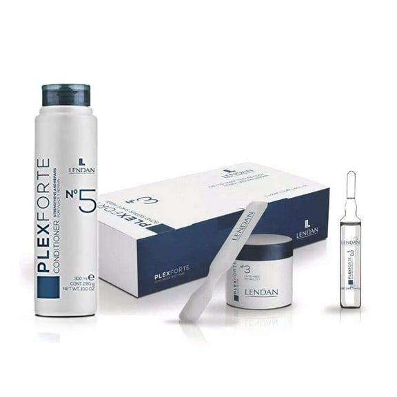 Lendan PlexForte Recomended KIT No.3 Instant Hair Repair Mask Shot of 6 Ampoules 0.44fl.oz. each   No.5 Strengthens and Repair Conditioner 300ml for Damaged Hair