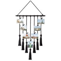 Ksopiavobs Hanging Photo Display Boho Teen Girl Women Gift Macrame Wall Hanging Pictures Cards Holder Wall Art for Bedroom Livingroom Dorm Home, with 25 Wood Clips, 27" L x 16.5''W