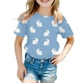 thumbnail image 1 of MIASHUI Chandails de Pâques pour Fillettes T-Shirt Lapin T-Shirts Graphiques Hauts pour Garçons et Filles, Bleu, 3-4 Ans, 1 of 3
