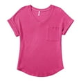 thumbnail image 5 of Delayuji Womens Knit Tops 2025 Spring Summer V Neck Shirts Casual Trendy Women's Blouses Basic Tee Pink S Polyester Short Sleeve Shirts for Women, 5 of 5