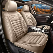 DIKSOAKR Car Seat Cover Fit for Ford Fiesta 2011-2019: Full Set Seat Covers Faux Leather Seat Cushion Waterproof Seat Protector Airbag Compatible(5 Seats,Beige)