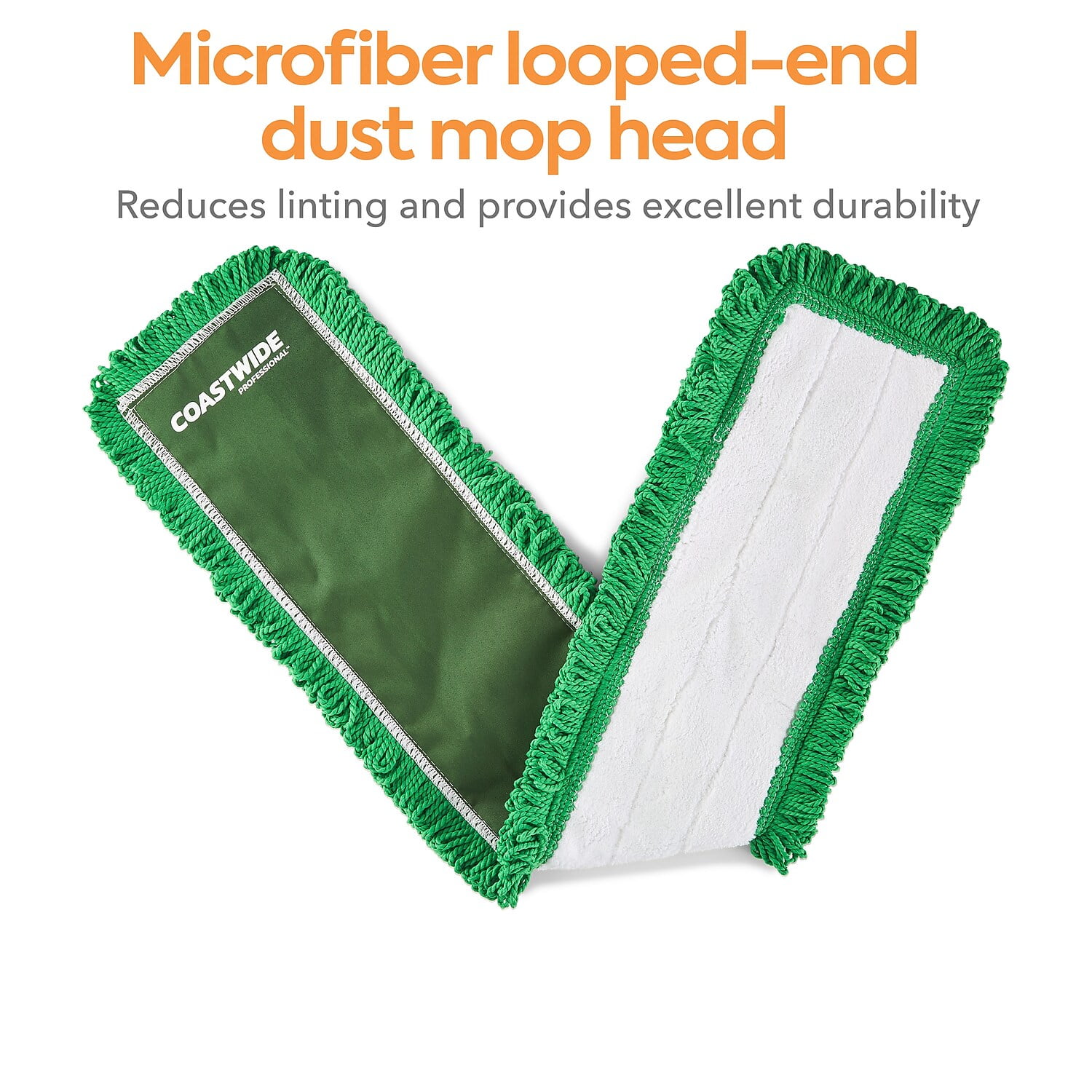 Details about   COASTWIDE Looped-End Dust Mop Head Microfiber 24" x 5" Green CW56770 