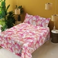 thumbnail image 2 of Ambesonne Palm Trees Fitted & Flat Sheet with Shams 4 Pcs Set, Hawaii Dreamy Leaves, King, Hot Pink Dark Salmon, 2 of 5