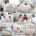 thumbnail image 6 of Light Brown Duvet Cover Set California King Size Checkered Soft Lightweight Comforter Covers 4 Piece Bedding Set with 1 Duvet Cover 1 Bed Sheet & 2 Pillow Shams, 6 of 8